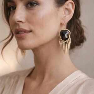 Vintage Alexis Bittar Smoky Quartz Fringe Statement Earrings ✨